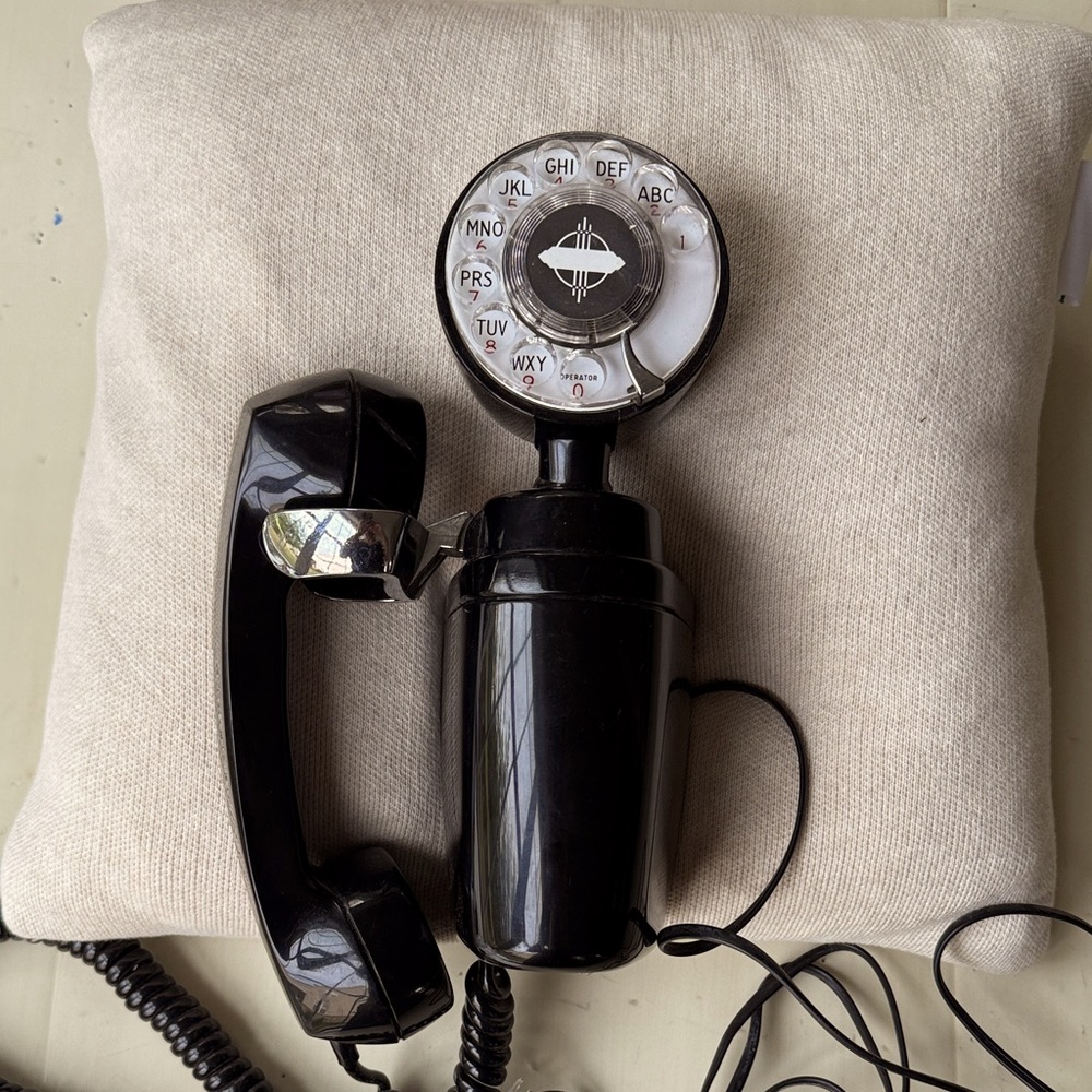 Vintage Black Wall Mount Rotary Dial Telephone Spacemaker